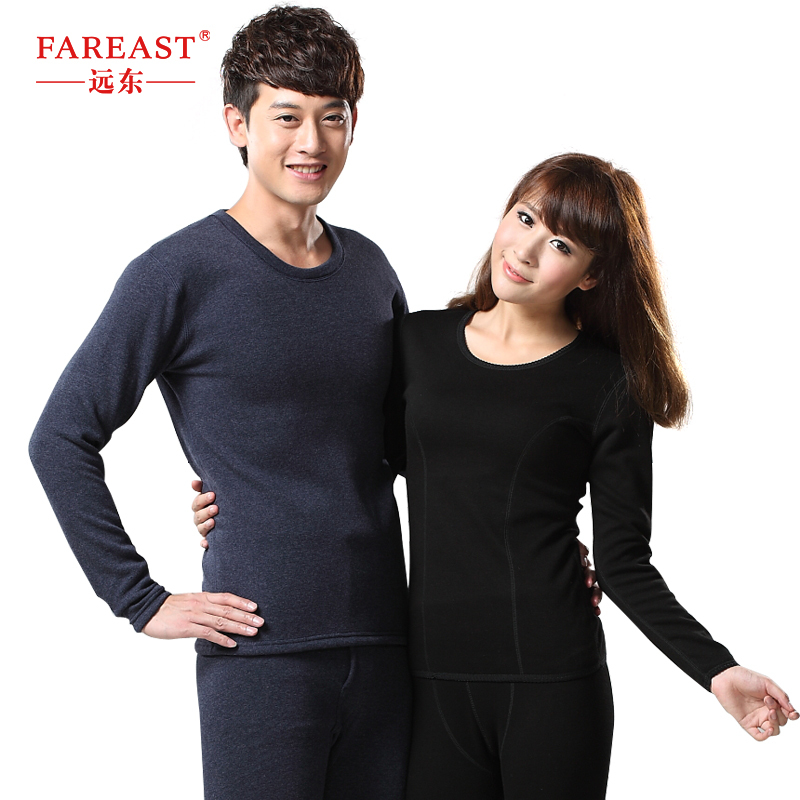 Free shipping! 2012 autumn and winter men's o-neck thickening plus velvet thermal underwear men & women's set