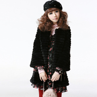 free shipping 2012 autumn and winter new arrival faux women's sweet quality black fur women's outerwear overcoat