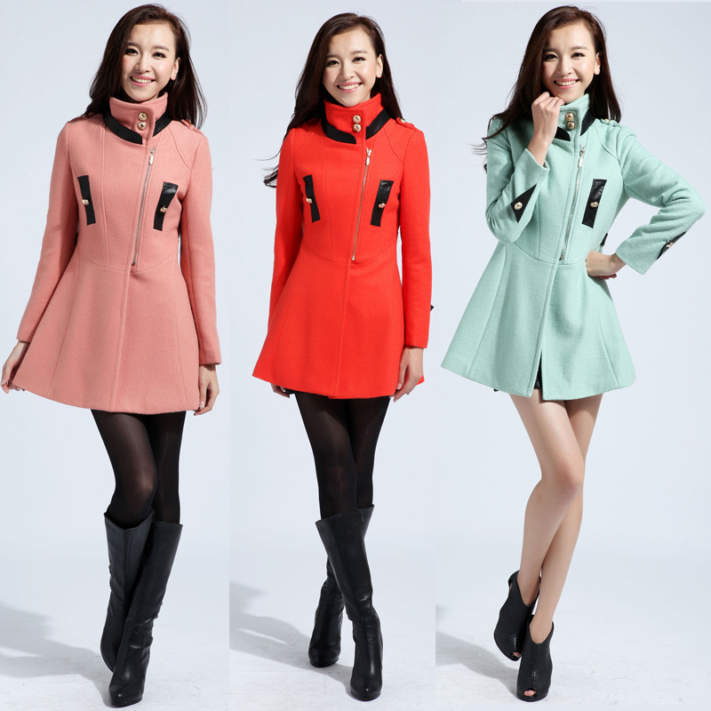 free shipping 2012 autumn and winter new arrival women overcoat slim medium-long woolen outerwear wool coat outerwear female