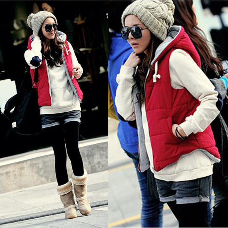 free shipping 2012 autumn and winter plus size thickening plus velvet thermal vest casual with a hood sweatshirt vest female