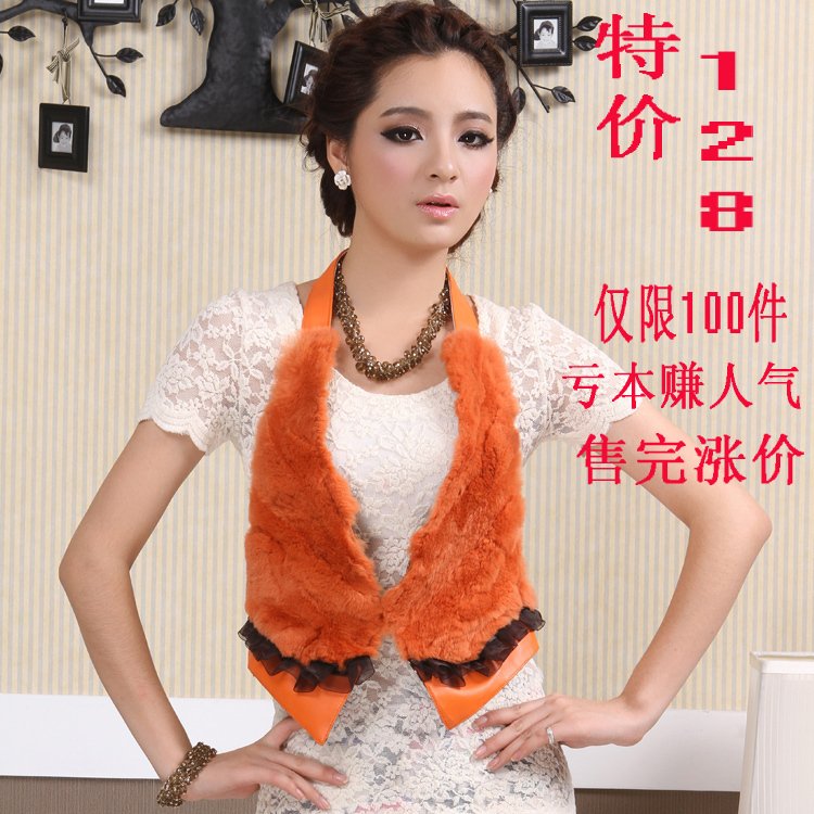 free shipping, 2012 autumn and winter rex rabbit hair fur vest sheepskin vest women's