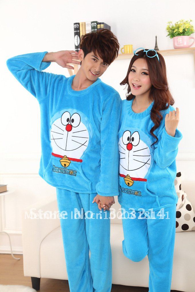 Free Shipping 2012 autumn and winter sleepwear long sleeve length pants 100% cotton o-neck sleepwear set Couple pajamas