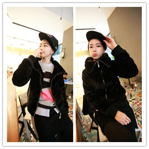 free shipping 2012 autumn and winter sweatshirt winter faux shaggier large lapel outerwear