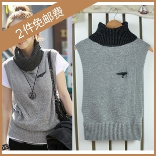 Free  shipping 2012 autumn and winter turtleneck female slim basic sweater vest outerwear sleeveless woven vest short design