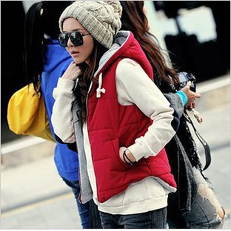 Free Shipping 2012 autumn and winter vest all-match zip hooded cotton vest 2709