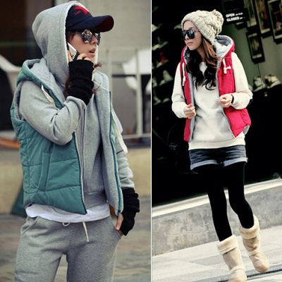 Free Shipping 2012 autumn and winter women all-match solid thickening thermal berber fleece vest with a hood cardigan outerwear