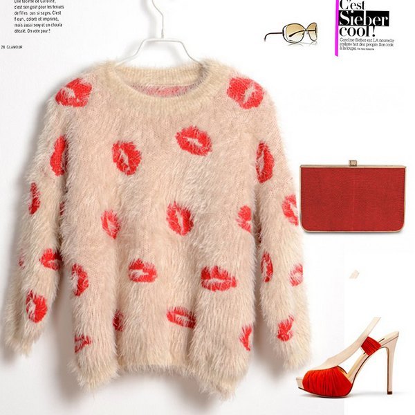 Free shipping!2012 autumn and winter women plush velvet loose pullover knitted sweater outerwear