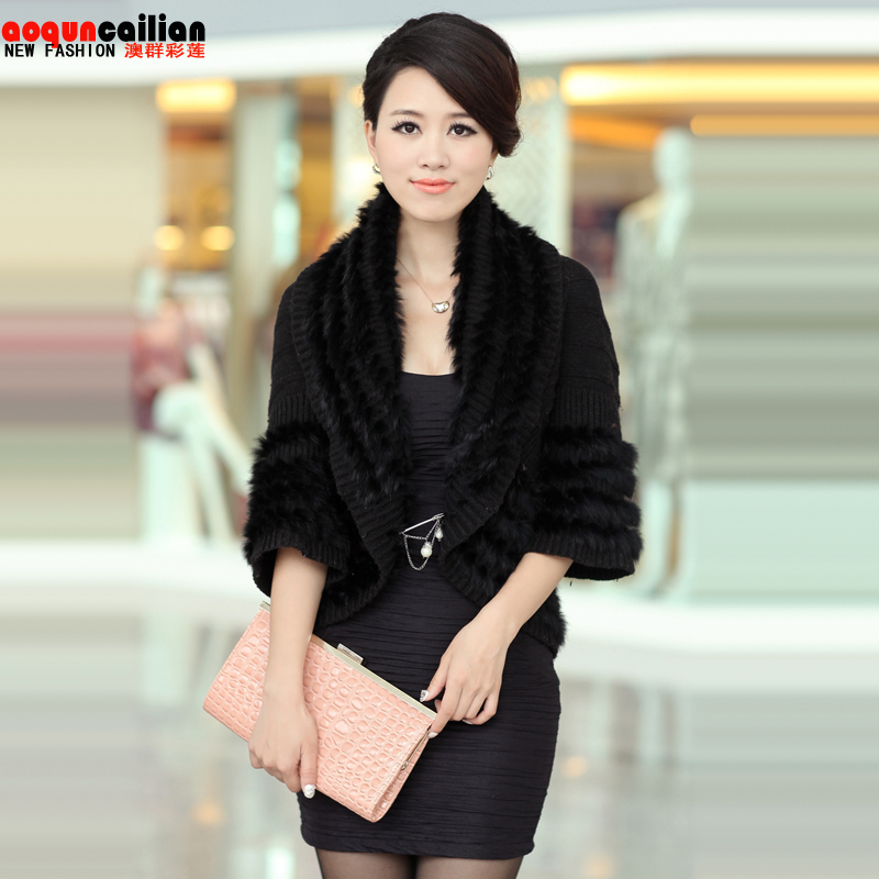 free shipping 2012 autumn and winter women's mink sweater nobility elegant fashion elegant cardigan fox fur cape