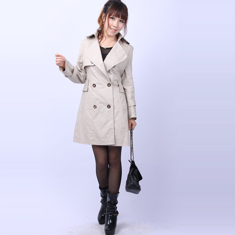 Free Shipping 2012 Autumn Double Breasted Medium-Long Women's Autumn And Winter Outerwear Slim Women's Trench