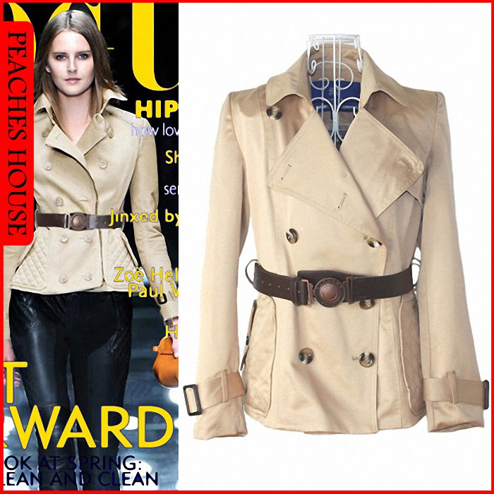 free shipping, 2012 autumn fashion double breasted slim short design trench outerwear female