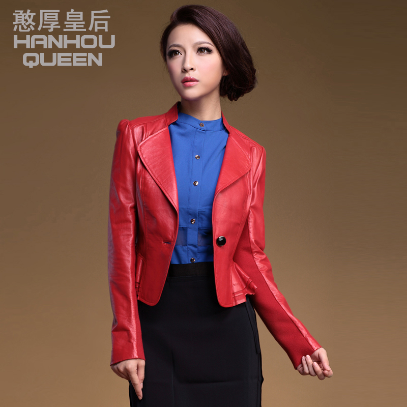 free shipping  2012 autumn fashion genuine leather clothing female short design slim outerwear