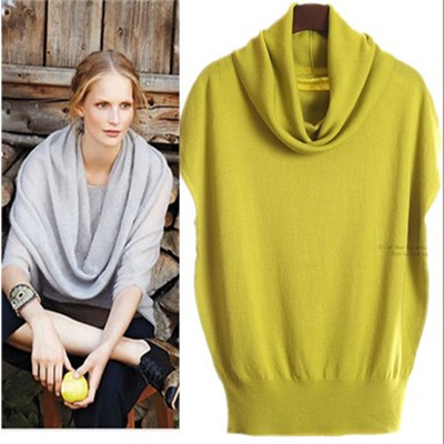 Free shipping 2012 autumn fashion heap turtleneck sweater loose plus size batwing shirt sweater female