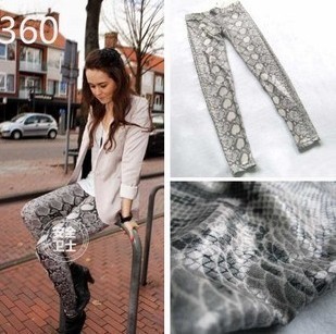 Free shipping 2012 autumn fashion plus size faux leather python legging - snakeskin pants tights