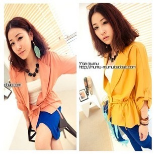 Free shipping ! 2012 autumn fashion strap single-button large lapel cardigan 2