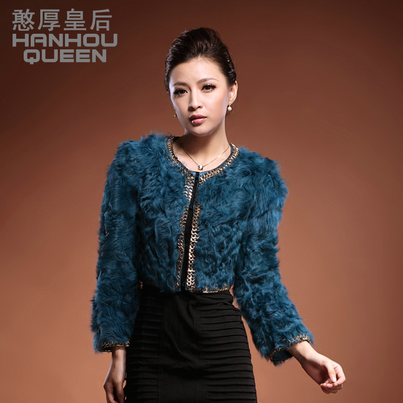 free shipping  2012 autumn female short design slim o-neck button berber fleece fur coat