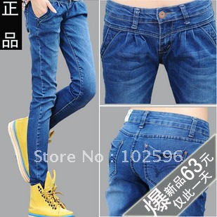 Free  Shipping:   2012 autumn jeans female trousers elastic plus size pencil pants    Li12055