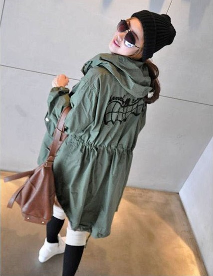 Free   shipping 2012 autumn maternity outerwear loose with a hood thin maternity trench