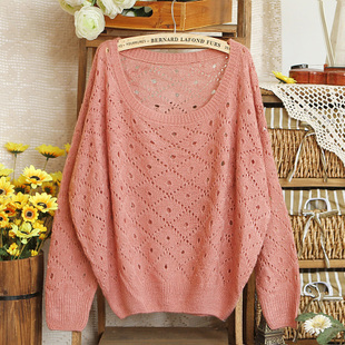 Free  shipping, 2012 autumn new arrival loose all-match cutout rhombus shirt sweater outerwear