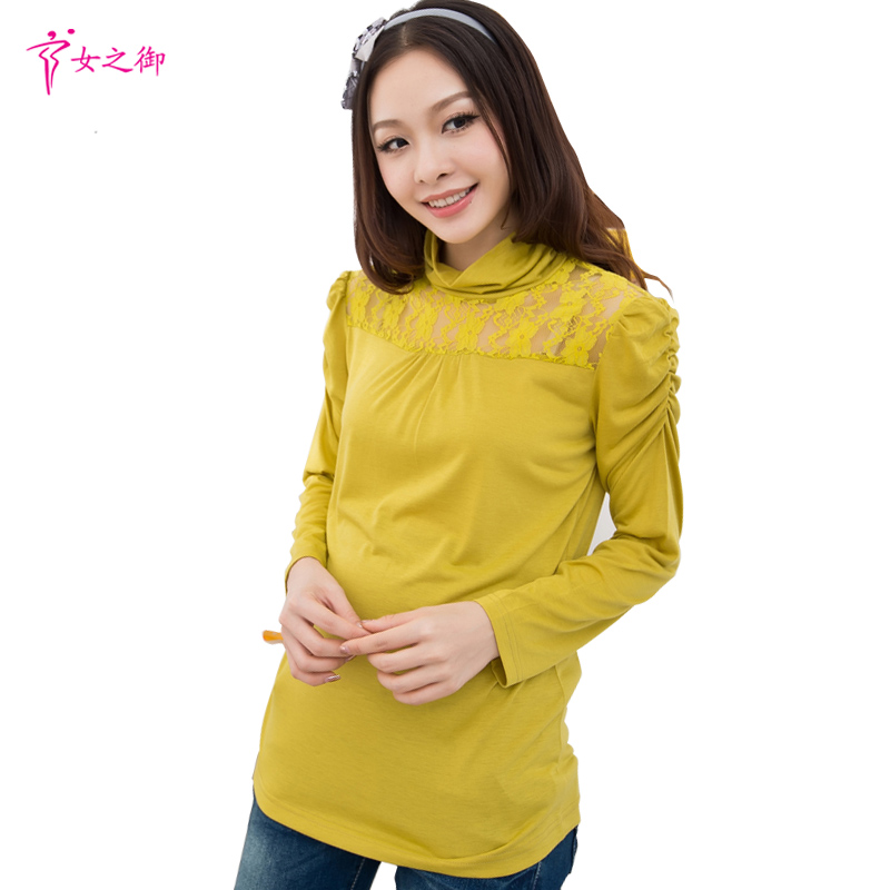 Free Shipping 2012 autumn new arrival maternity basic shirt maternity clothing lace top 12600