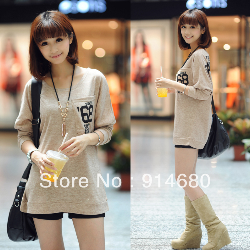 Free shipping!2012 Autumn new arrival women's loose casual o-neck long-sleeve pullover sweater Free size Two color