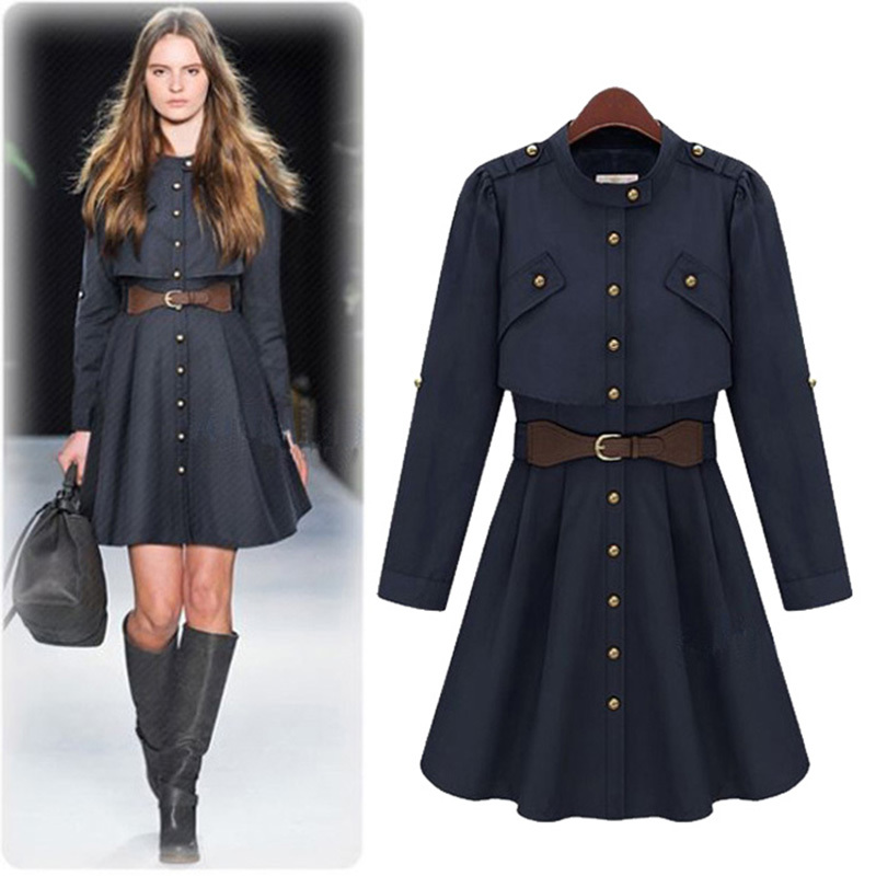 FREE SHIPPING 2012 autumn new arrival women's slim long-sleeve trench fashion medium-long coat breasted outerwear