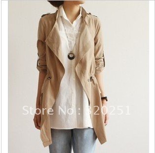 free shipping 2012 autumn new Korean Slim lapel long-sleeved elastic waist sunscreen leisure Coat ow602