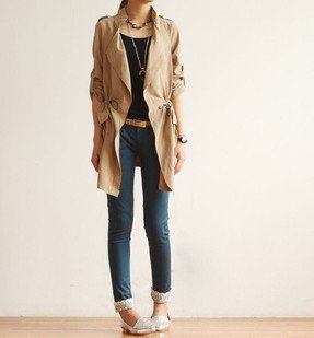 Free shipping  2012 Autumn new Slim elastic waist women windbreaker fall jacket  b094 of