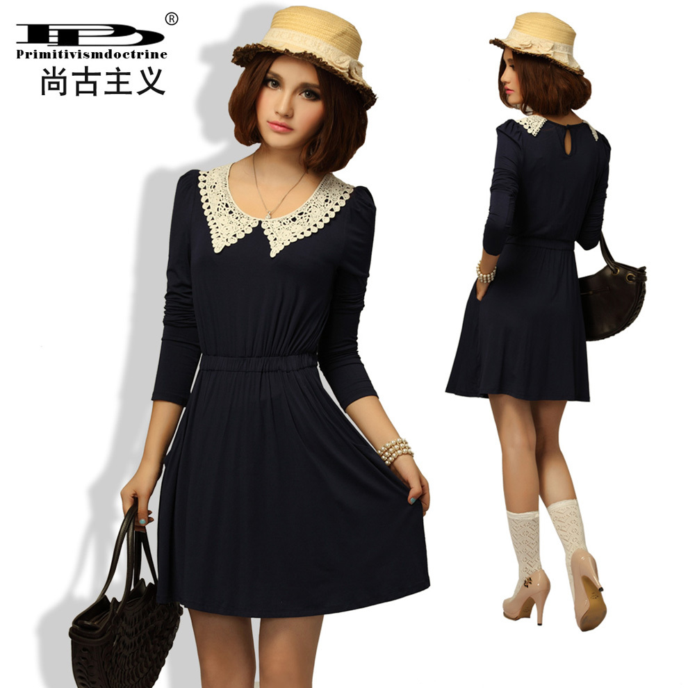 Free shipping 2012 autumn one-piece dress slim modal cotton skirt knitted sweet princess basic skirt fashion clothes