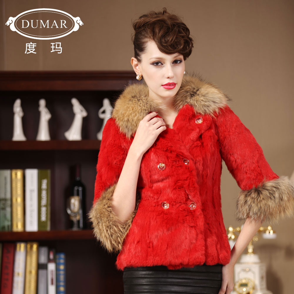 free shipping 2012 autumn outerwear fur female short design fur collar rabbit fur coat pc0639