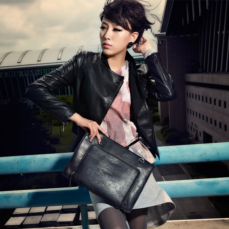 free shipping 2012 autumn outerwear stand collar rivet female short design slim leather clothing 21g3689