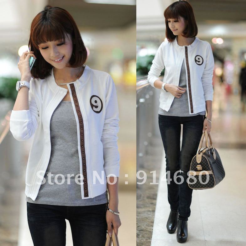 Free shipping!2012 autumn patchwork slim applique jacket Women's long-sleeve outerwear Two color