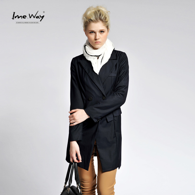 FREE SHIPPING 2012 autumn thermal long trench design fashionable casual outerwear women's aw053