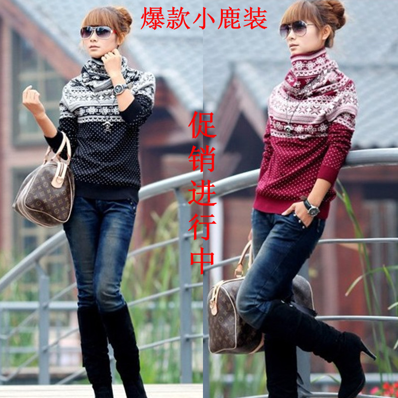 Free shipping 2012 Autumn/winter all-match dot snowflake turtleneck slim long-sleeve sweaters women