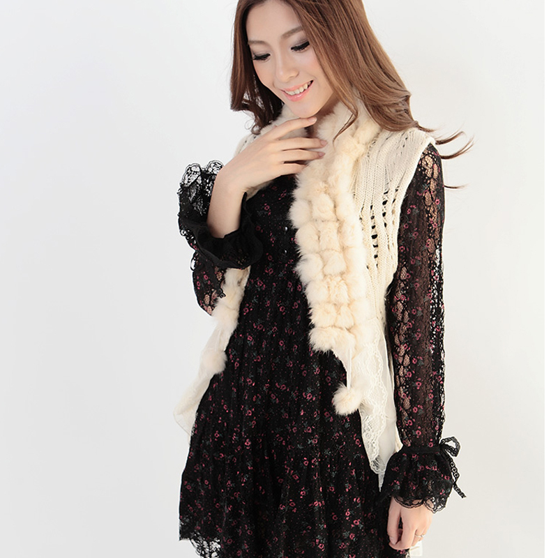 free shipping 2012 autumn winter women's new arrival fur ball vest sweater my206