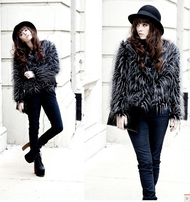 Free Shipping 2012 Autumn Winters Europe Van Fashionable Jacquard Peacock Hair Imitation Fur Coat Long Sleeve Furs