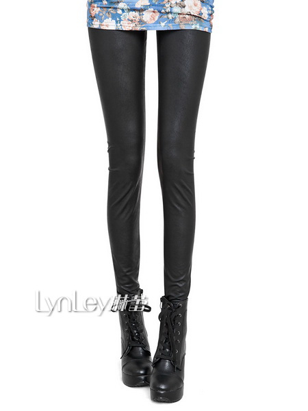 Free shipping 2012 autumn Women mm ankle length trousers legging fashion dull faux leather pants slim