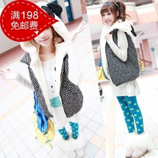 Free shipping 2012 autumn women's cute panda hat polka dot vest L019