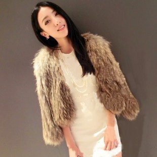 free shipping 2012 autumn women's luxury raccoon fur wool fur coat overcoat outerwear