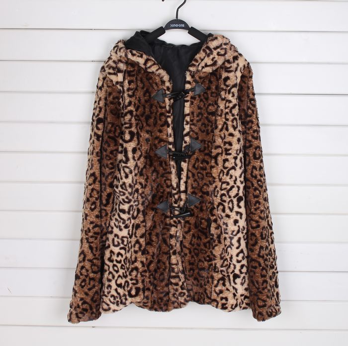 Free shipping 2012 autumn women's sexy leopard print horn button fur coat long-sleeve