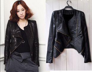 Free shipping 2012 autumn women's short design slim motorcycle jacket PU clothing leather jacket coat