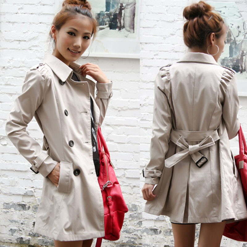 free shipping, 2012 autumn women's trench female outerwear spring and autumn slim cotton cloth overcoat women's