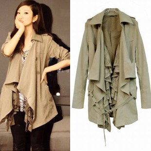 Free shipping 2012 autumn women's trench outerwear lace female trench