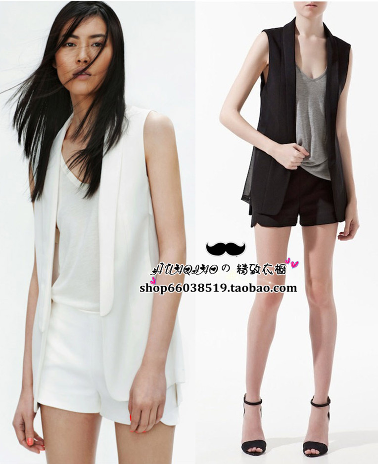 free shipping 2012 autumn zar fashion OL outfit asymmetrical chiffon patchwork vest all-match vest suit vest