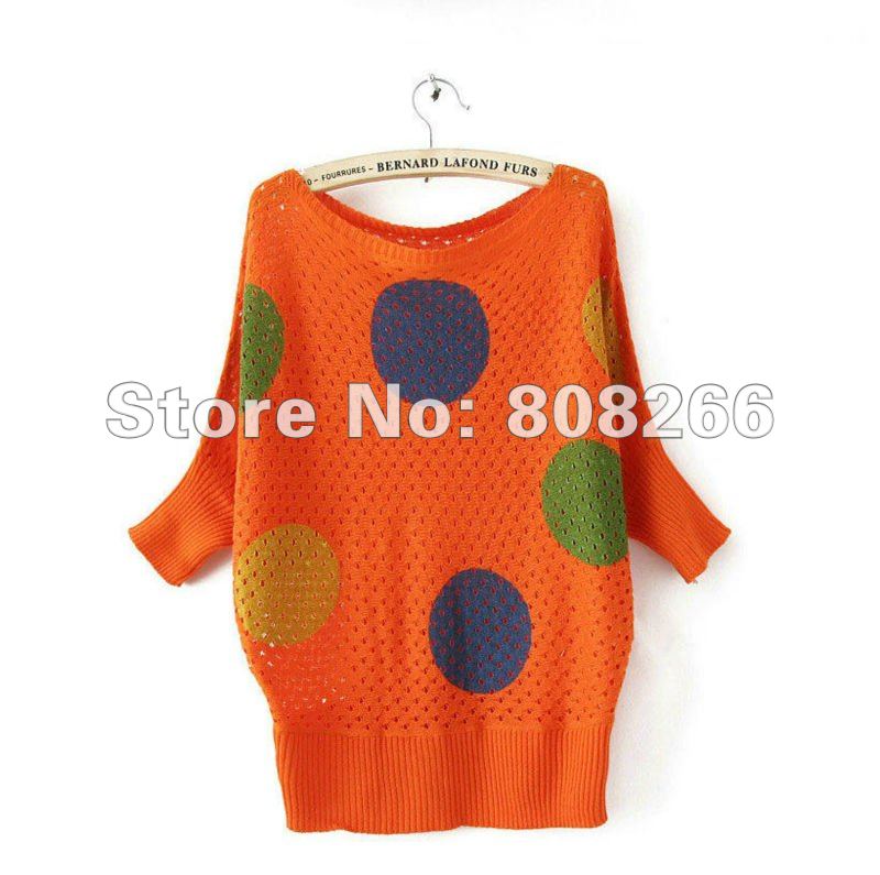 free shipping 2012 autunm new fashion half sleeve sweater for women loose knitted pullover for women