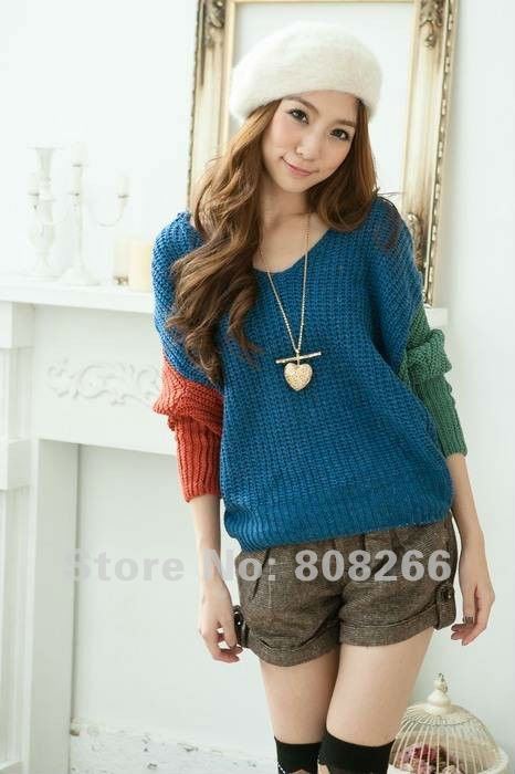 free shipping 2012 autunm winter hot batwing sleeve loose pullover sweater for women 4 colors