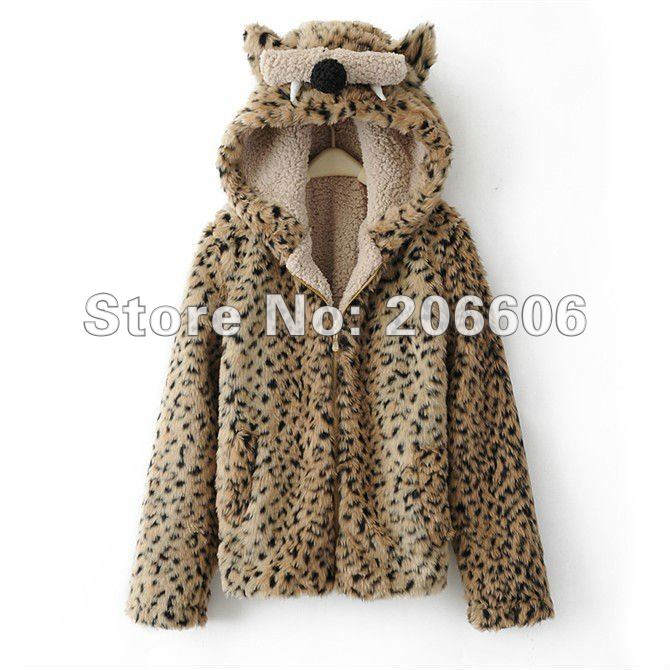 free shipping 2012 autunm winter top cute leopard women jacket coat