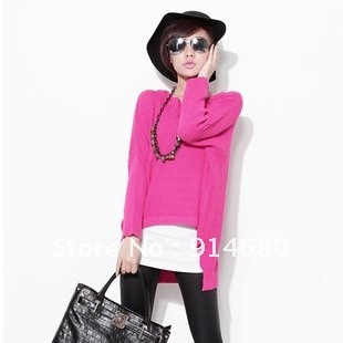 Free shipping,2012 Bat sleeve Fore short  rear long O neck knit unlined upper garment free size four colors