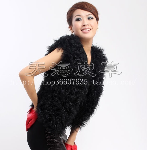 Free Shipping! 2012 black classic elegant short design berber fleece vest fur vest fur vest