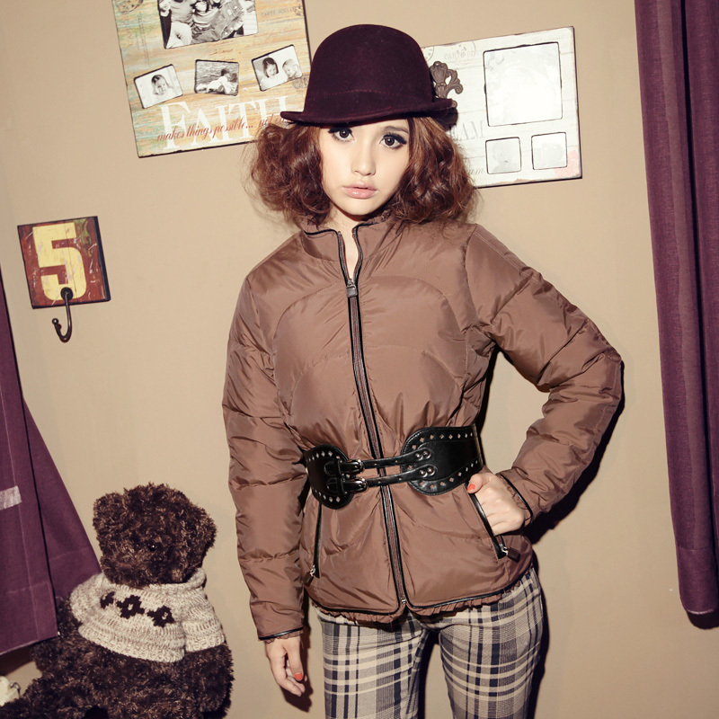 free shipping 2012 brief casual leather exquisite hemming thickening high quality down coat