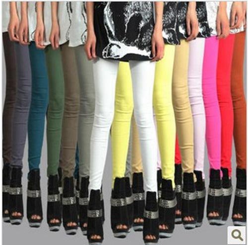 Free Shipping 2012 Candy Color Low waist Plus Size Slim Women Pencil Elastic Jeans Wholesale/Retail